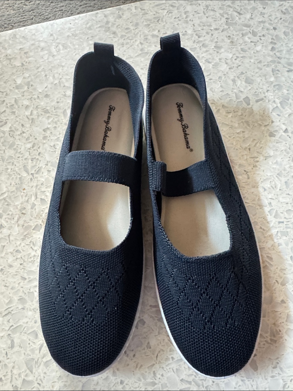 Tommy Bahama Black Knit Mary Jane Slip-On Flats